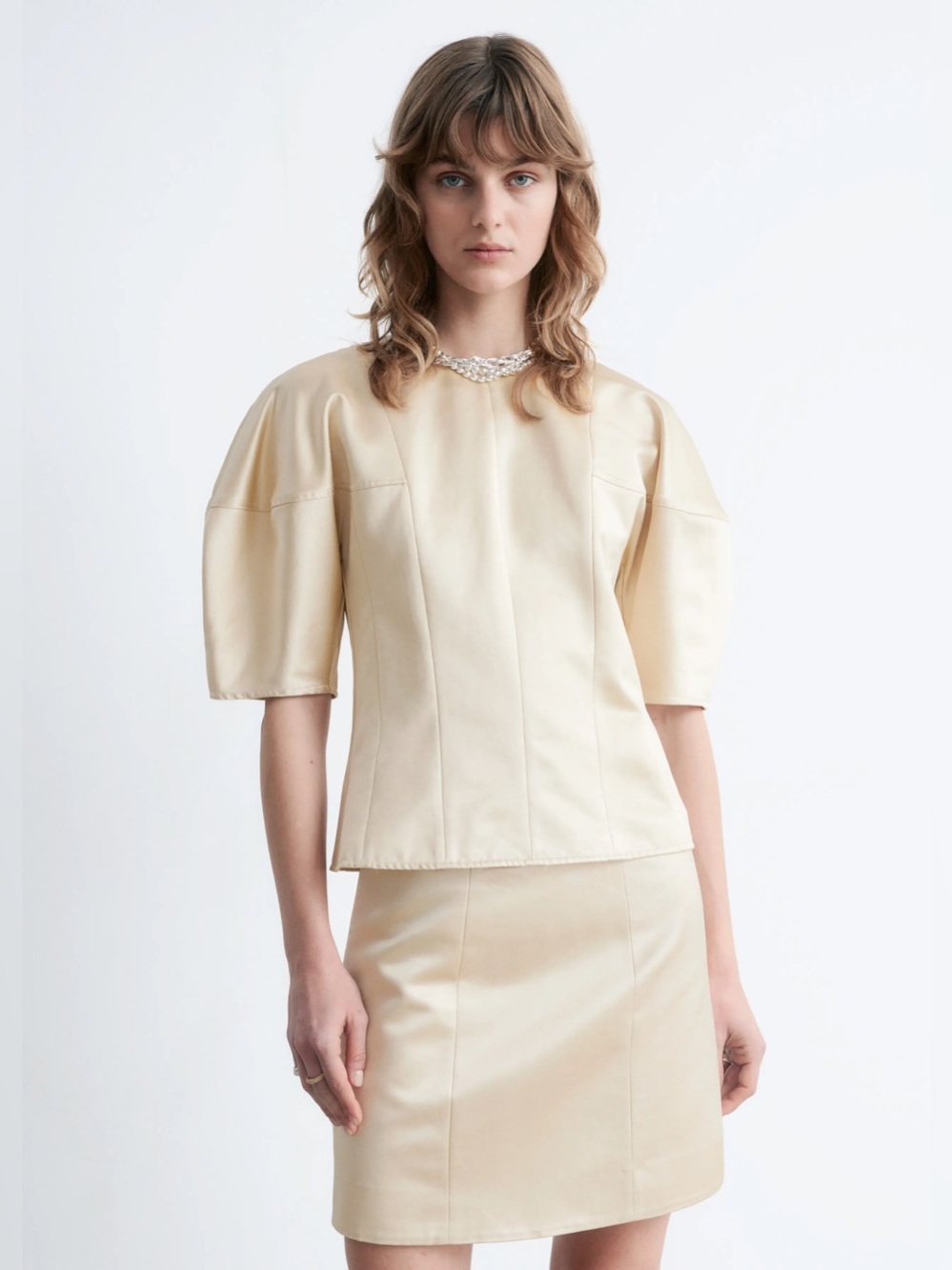 & Other Stories puffed sleeve satin structured top NWT , sz : 0 - Picture 6 of 16